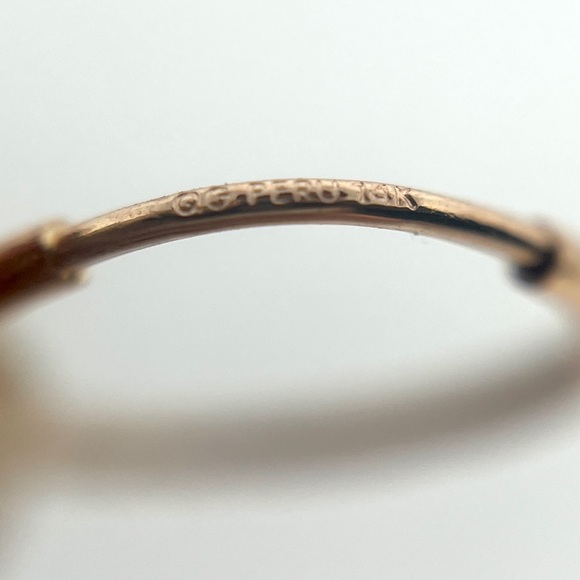 14K Rose Gold 14mm Diamond Cut Hoop Earrings - Picture 6 of 7